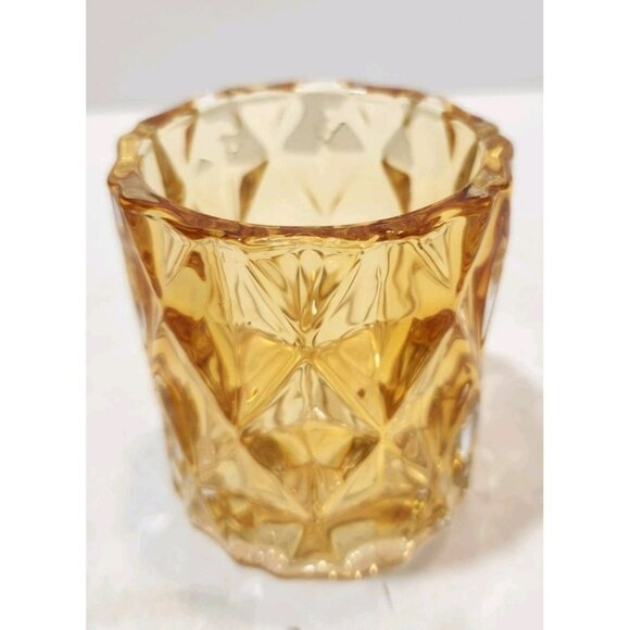 Yankee Candle Gold Fractal Glass Votive Candle Holder 3" Tall New - Picture 3 of 6